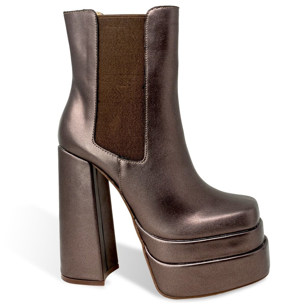 Women’s High Heeled Square Toe Platform Ankle Boot
